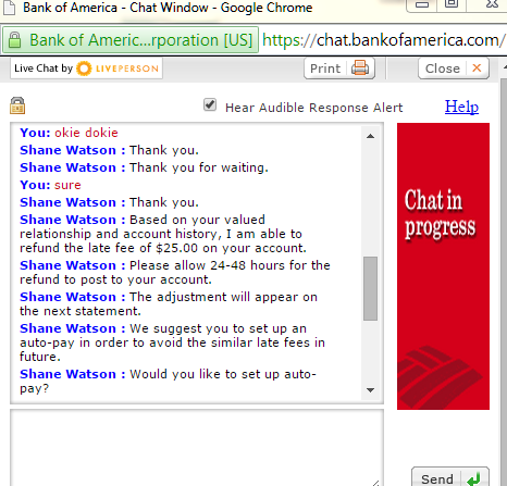 bank of america chat